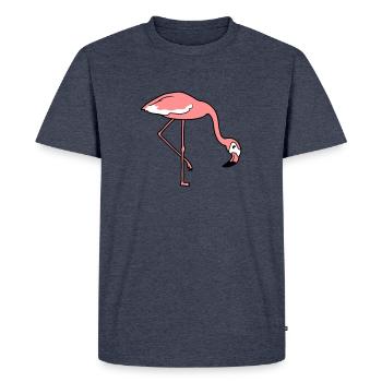eat drink bow down flamingo clipart cartoon - Men's Premium Organic T-Shirt - heather denim - Front - Nico (187cm)