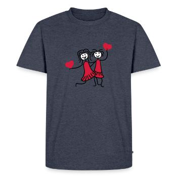 2 hearts best outline frame heart best friends tex - Men's Premium Organic T-Shirt - heather denim - Front - Nico (187cm)