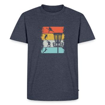 Vintage Retro Discgolf Team Outfit - Men's Premium Organic T-Shirt - heather denim - Front - Nico (187cm)