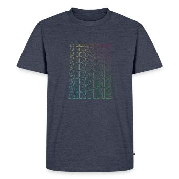 airtime textblock hollow wave rainbow - Men's Premium Organic T-Shirt - heather denim - Front - Nico (187cm)