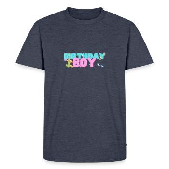 Dino Birthday Boy - Men's Premium Organic T-Shirt - heather denim - Front - Nico (187cm)