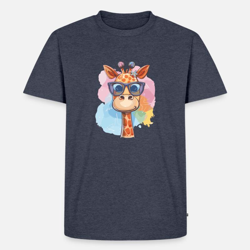 Giraffe Fabius - Männer Premium Bio T-Shirt - Jeansblau 