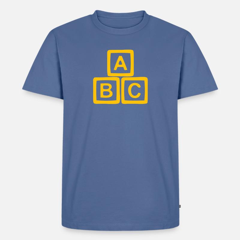 Conception de bloc ABC doré - T-shirt Premium bio Homme - bleu pigeon