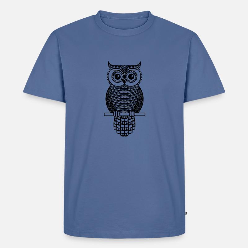 Eule Mandala Eule - Männer Premium Bio T-Shirt - Taubenblau