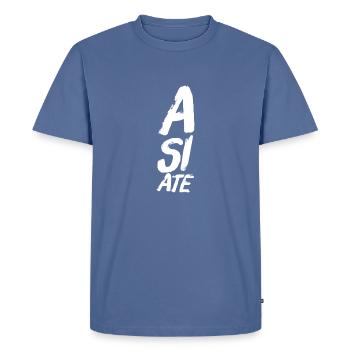 A SI ATE - Design nouveau et cool ++ NOUVEAU STYLE ++ - T-shirt Premium bio Homme - bleu pigeon - Devant - Nico (187cm)