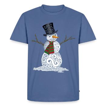 Bonhomme de neige Swirly heureux - T-shirt Premium bio Homme - bleu pigeon - Devant - Nico (187cm)