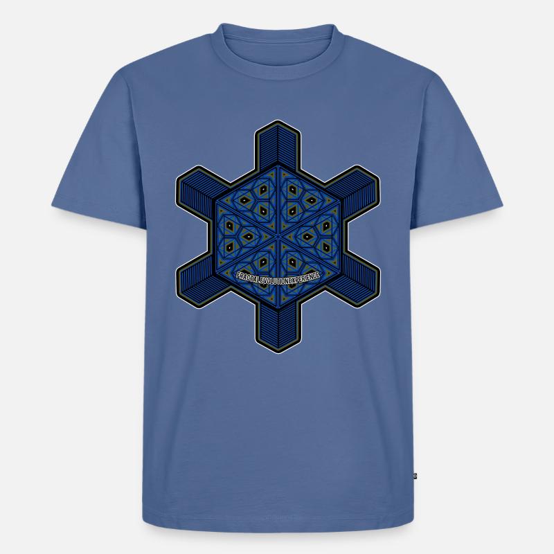 Fractal Evolution Experience Mandala Psytrance Goa - Männer Premium Bio T-Shirt - Taubenblau