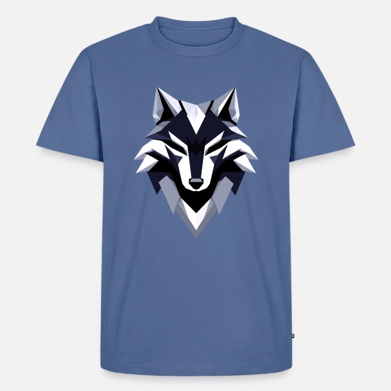 Wolf Low Poly Logo Design - Men's Premium Organic T-Shirt - stone blue