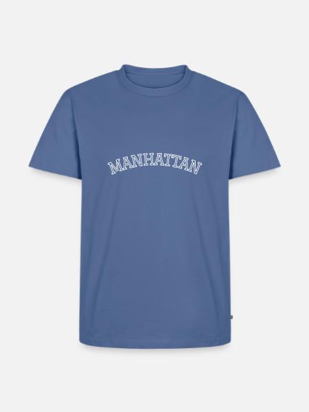 Manhattan outline white - Männer Premium Bio T-Shirt - Taubenblau