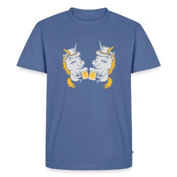 Beer Toast Unicorn Équipe - T-shirt Premium bio Homme - bleu pigeon - Devant - Nico (187cm)
