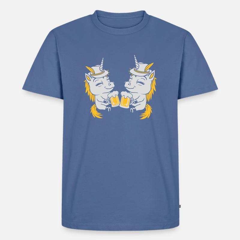 Bier Anstoßen Einhorn Team - Männer Premium Bio T-Shirt - Taubenblau