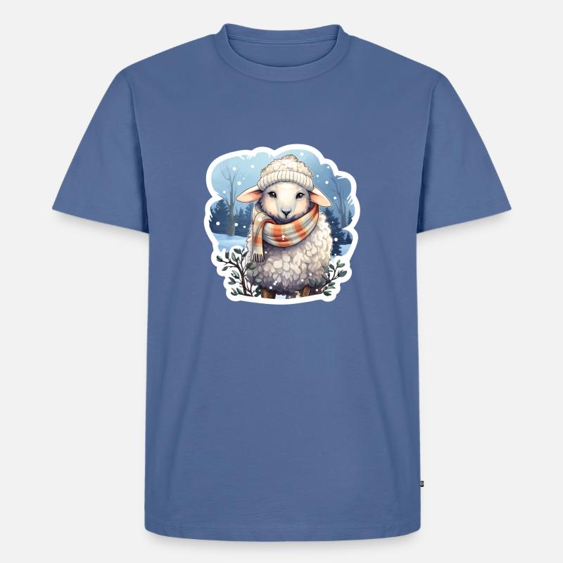 Winterschäfchen - Männer Premium Bio T-Shirt - Taubenblau