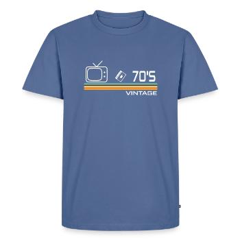 Années 70 - T-shirt Premium bio Homme - bleu pigeon - Devant - Nico (187cm)