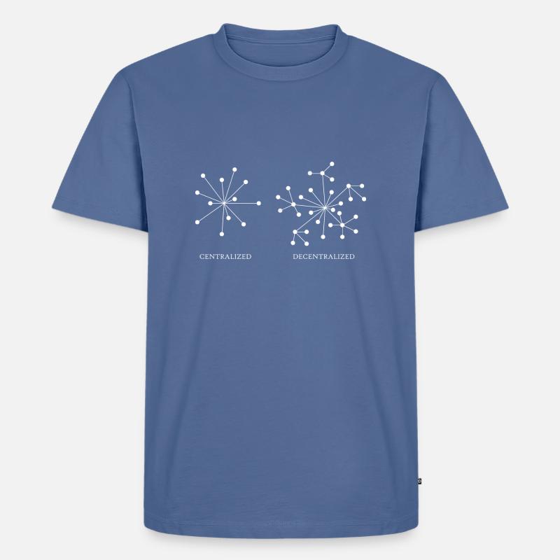 Cryptocurrency Blockchain decentralized white - Männer Premium Bio T-Shirt - Taubenblau