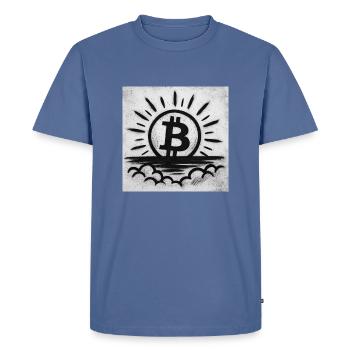 Sun goes up with Bitcoin - Men's Premium Organic T-Shirt - stone blue - Front - Nico (187cm)