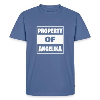 Propriété de Angelika - T-shirt Premium bio Homme - bleu pigeon - Devant - Nico (187cm)