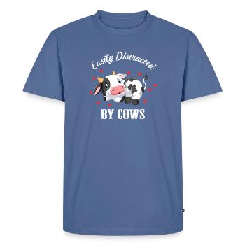 Easiliy distrait par les vaches Cow Farmer Cattle - T-shirt Premium bio Homme - bleu pigeon - Devant - Nico (187cm)