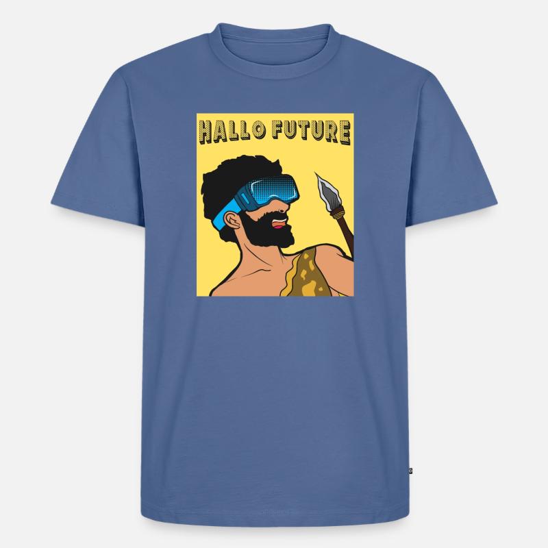 Hallo Future Caveman VR Stil - Männer Premium Bio T-Shirt - Taubenblau