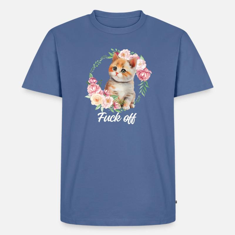 Süßes genervtes Kätzchen - Männer Premium Bio T-Shirt - Taubenblau