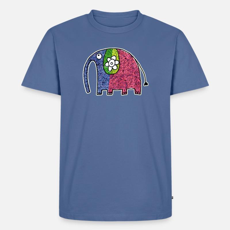 Süßer bunter Elefant Eli - Männer Premium Bio T-Shirt - Taubenblau