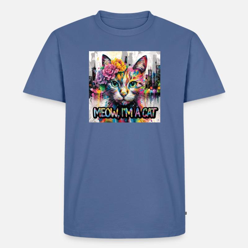 Kunstvolle Katze Version 2 - Männer Premium Bio T-Shirt - Taubenblau