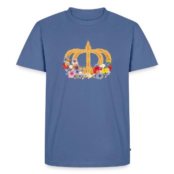 Couronne de blé avec des fleurs – symbole de la nature et de la récolte - T-shirt Premium bio Homme - bleu pigeon - Devant - Nico (187cm)