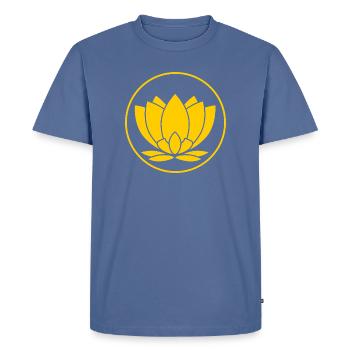 Yellow Lotus Blossom Illustration - Men's Premium Organic T-Shirt - stone blue - Front - Nico (187cm)