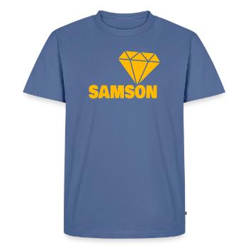 Noble Samson - Men's Premium Organic T-Shirt - stone blue - Front - Nico (187cm)