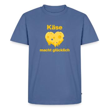 Le fromage te rend heureux, amoureuse du fromage, gourmet - T-shirt Premium bio Homme - bleu pigeon - Devant - Nico (187cm)