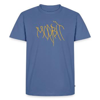 Berlin Moabit Hoodie - Men's Premium Organic T-Shirt - stone blue - Front - Nico (187cm)