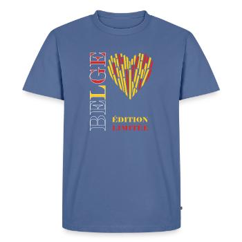 Coeur Frites Edition Limitée - T-shirt Premium bio Homme - bleu pigeon - Devant - Nico (187cm)