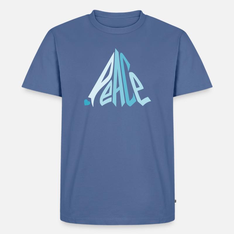 Peace Graffiti mit Herz in Blau - Männer Premium Bio T-Shirt - Taubenblau
