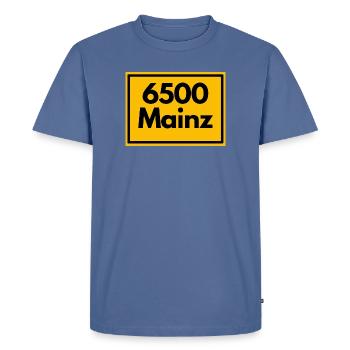 ANCIEN CODE POSTAL RETRO 6500 MAINZ MEEENZ - T-shirt Premium bio Homme - bleu pigeon - Devant - Nico (187cm)