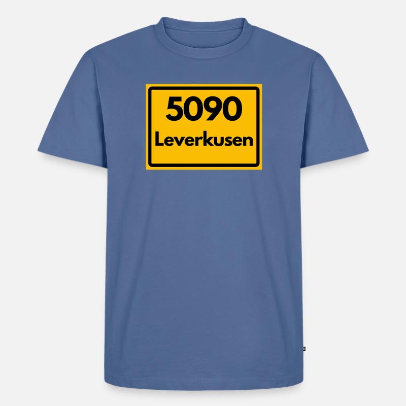 OLD POSTCODE POSTCODE RETRO 5090 LEVERKUSEN - Men's Premium Organic T-Shirt - stone blue