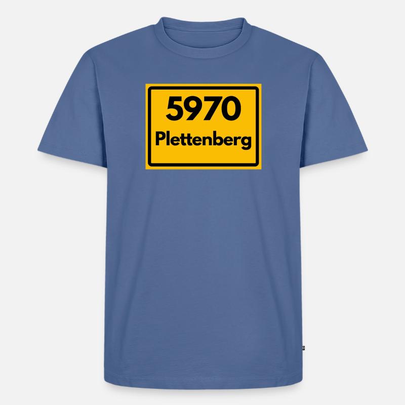 OLD POSTCODE POSTCODE RETRO 5970 PLETTENBERG - Men's Premium Organic T-Shirt - stone blue