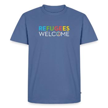 refugees welcome asylrecht bleiberecht für alle - Männer Premium Bio T-Shirt - Taubenblau - Vorne - Nico (187cm)