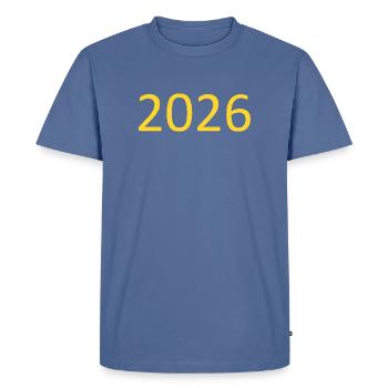 2026 Yellow Template Personalize - Men's Premium Organic T-Shirt - stone blue - Front - Nico (187cm)