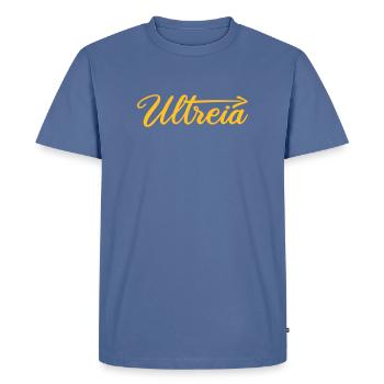 Ultreia | Flèche | Camino de Santiago | Chemin de Saint-Jacques - T-shirt Premium bio Homme - bleu pigeon - Devant - Nico (187cm)