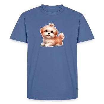 Chien mignon - T-shirt Premium bio Homme - bleu pigeon - Devant - Nico (187cm)