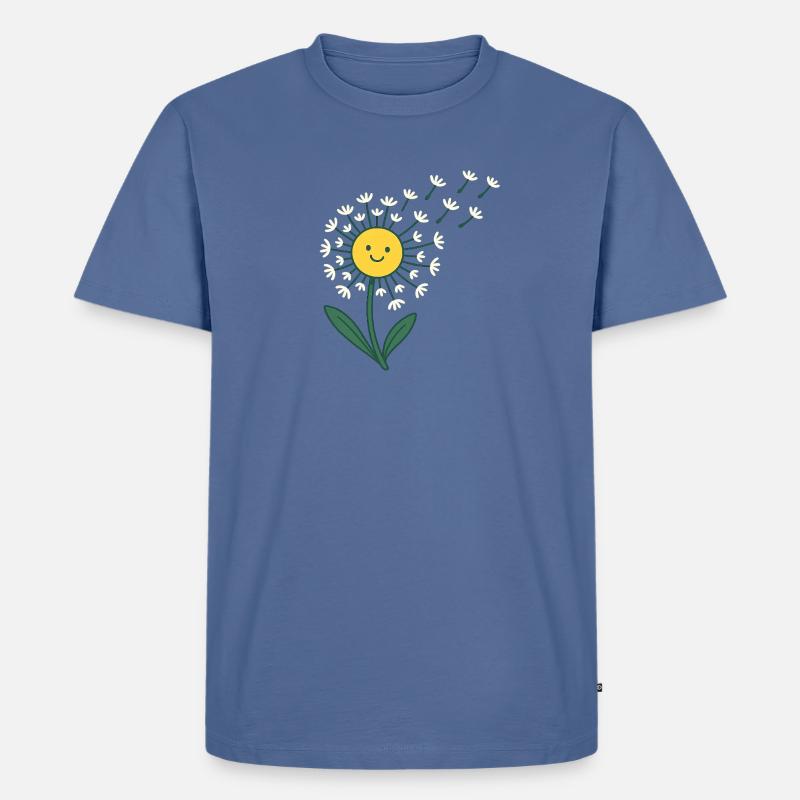 Lächelnde Sonne mit Blütenstrahlen - Männer Premium Bio T-Shirt - Taubenblau