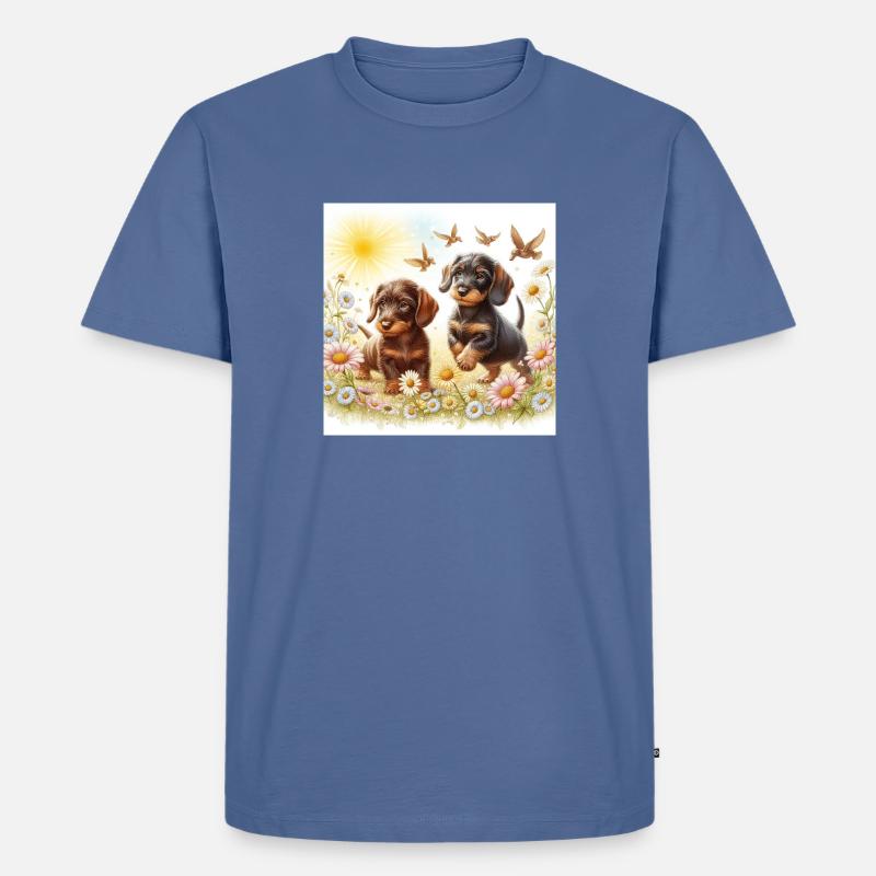 Es war einmal ein Dackel - Männer Premium Bio T-Shirt - Taubenblau