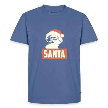 RETRO SANTA CHRISTMAS - T-shirt Premium bio Homme - bleu pigeon - Devant - Nico (187cm)