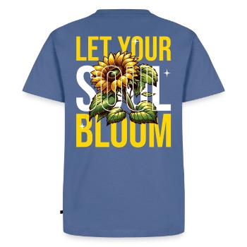 Let your soul blossom - Men's Premium Organic T-Shirt - stone blue - Back - Nico (187cm)