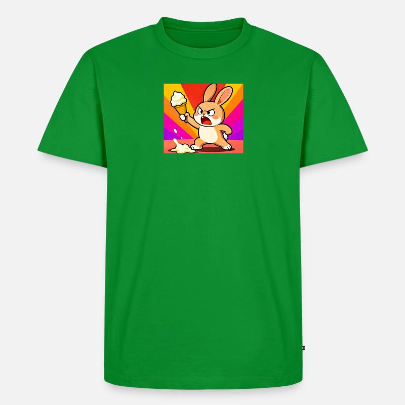 Wütender Hase mit Eiscreme - Männer Premium Bio T-Shirt - Grün