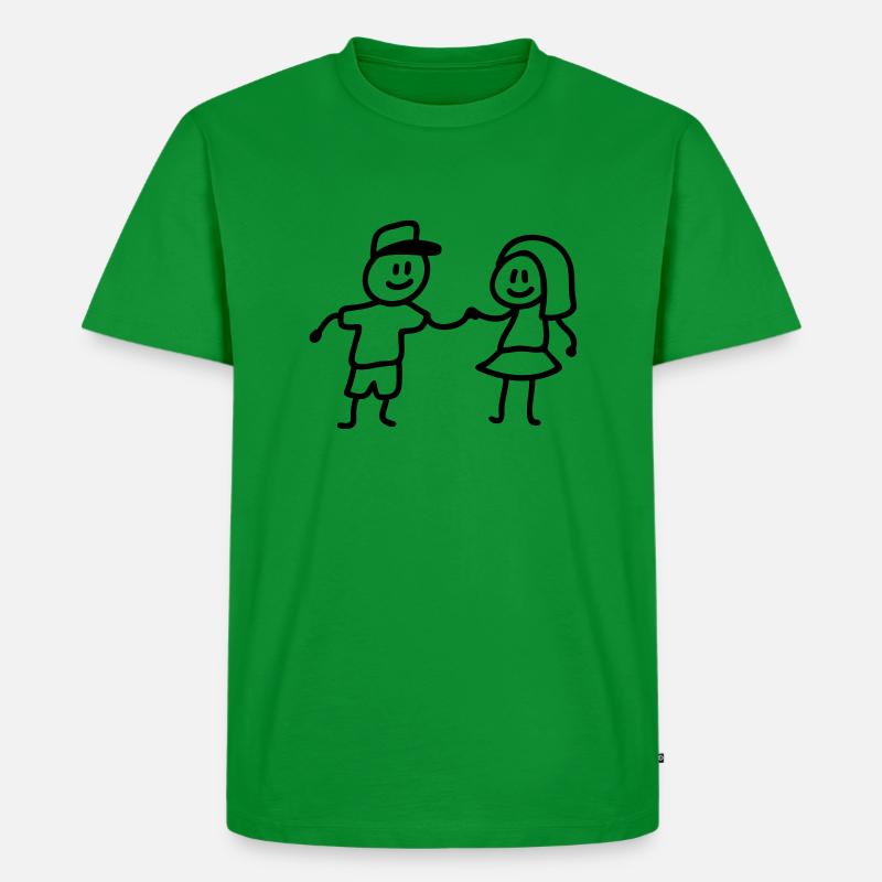 Junge Mädchen spielen - Männer Premium Bio T-Shirt - Grün