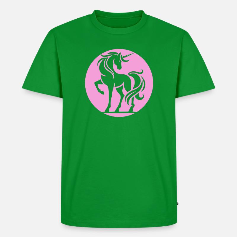 Rosa Einhorn Silhouette Kreis - Männer Premium Bio T-Shirt - Grün