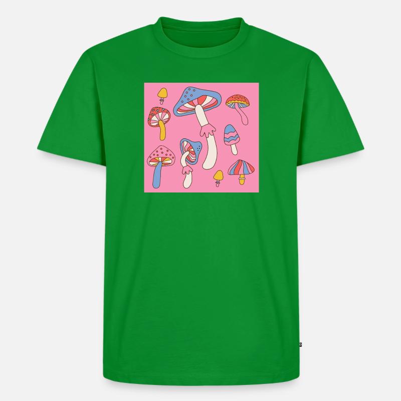 Retro Mushroom Pattern – Psychedelic 70s Design - Männer Premium Bio T-Shirt - Grün
