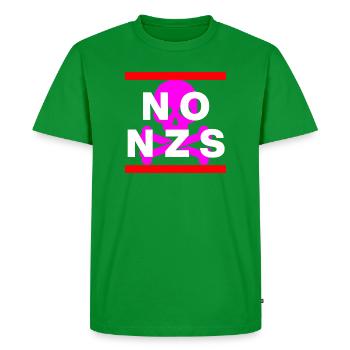 NO NZS, NEVER AGAIN, ANTI-FASCISM, NO AFD PINK - Men's Premium Organic T-Shirt - green - Front - Nico (187cm)