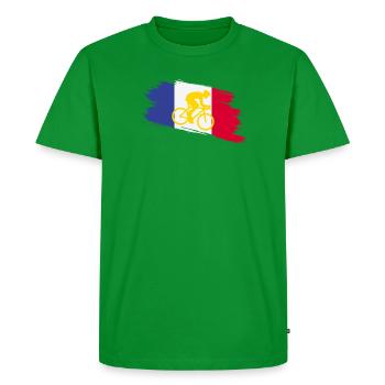 Drapeau français avec vélo – Conception cycliste - T-shirt Premium bio Homme - vert - Devant - Nico (187cm)
