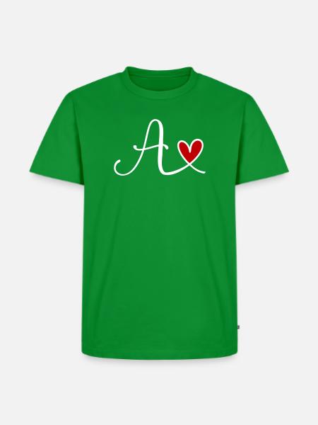 Buchstabe A Monogramm mit Herz - Männer Premium Bio T-Shirt - Grün